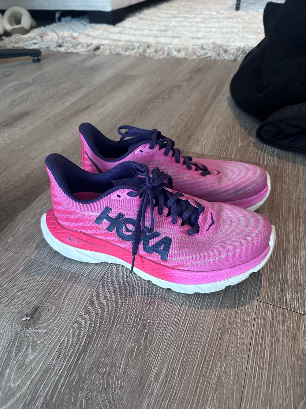 Hoka Women's Pink and Navy Athletic Running Shoes